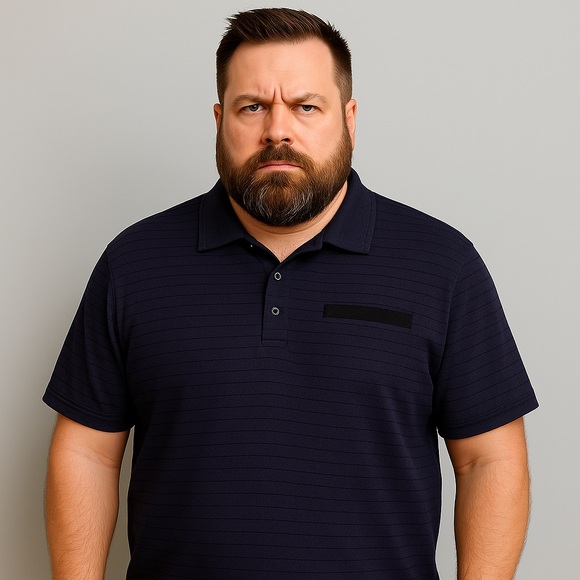 Giggles & Puff Other - G&P’ Men’s XXL Navy Blue Textured Polo Shirt with Contrast Trim